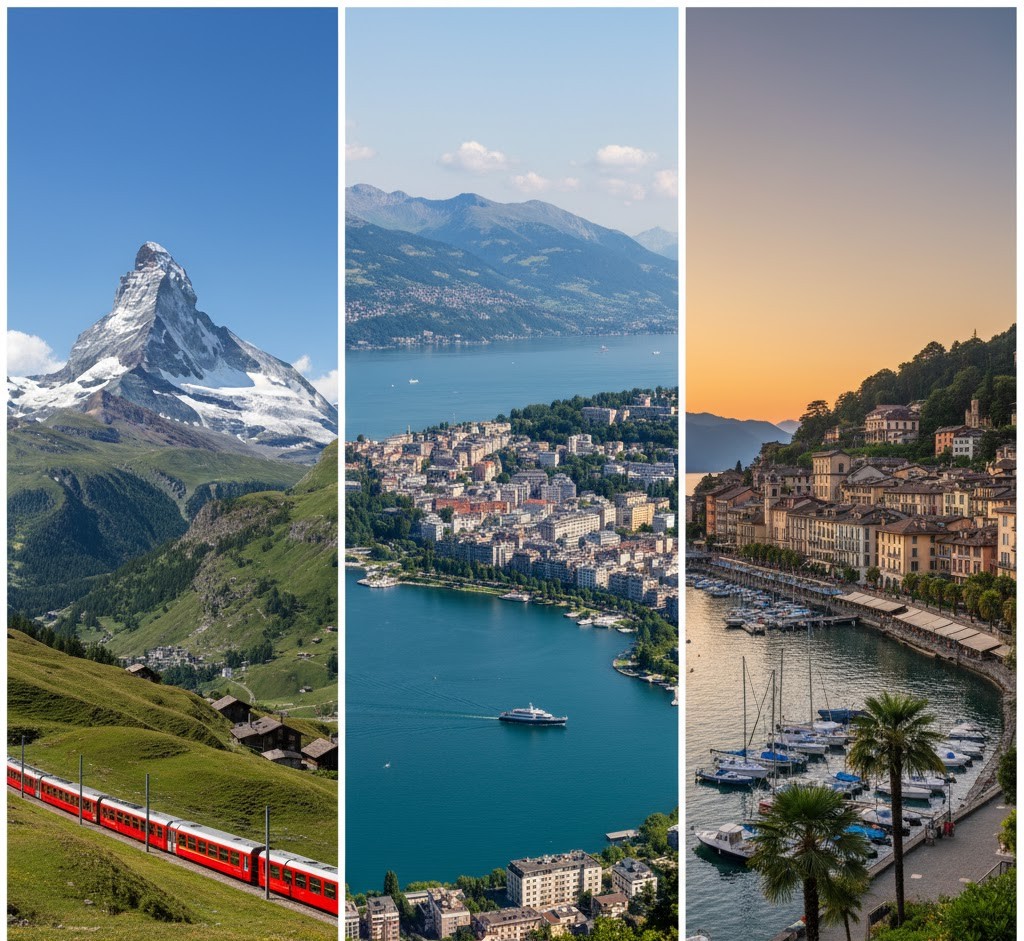Map showing Switzerland's regions for life and work