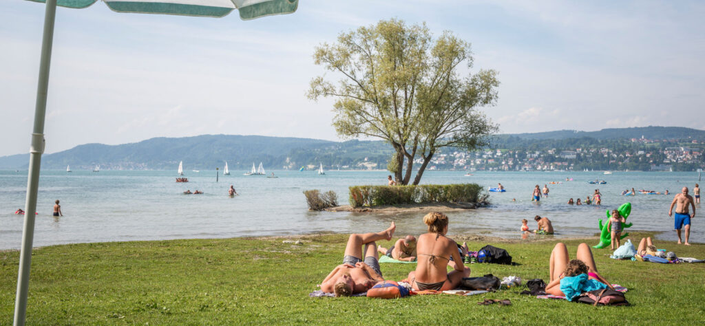 Lake Constance and the Romanshorn coastline, Switzerland.